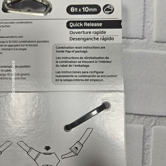 Word lock CL-662-G1 6 Feet 10mm 4 Letter Combination Resettable Cable Bike Lock - Picture 10 of 10